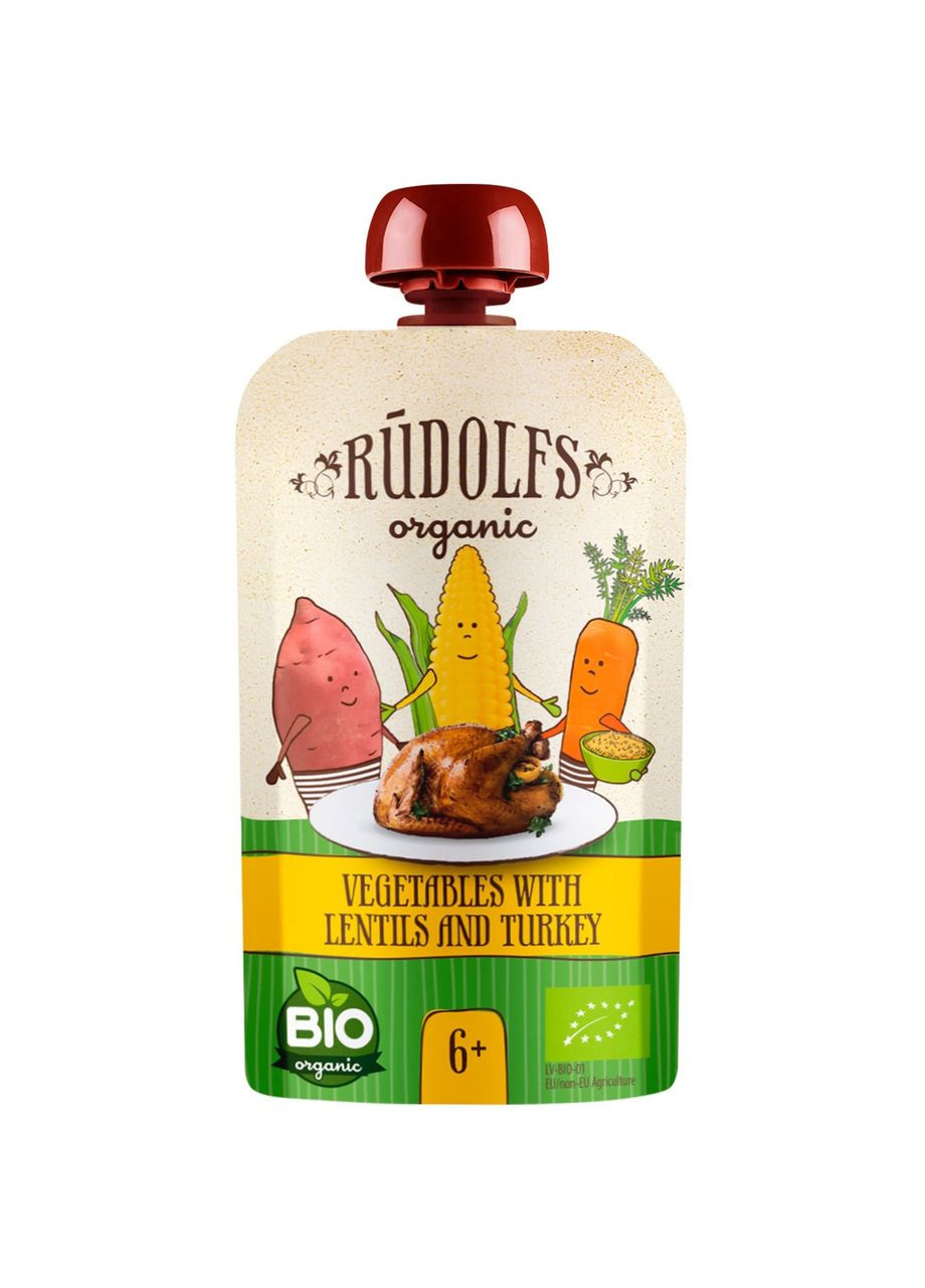 Пюре Овочі з сочевицею та індичкою, 110 г Rudolfs (328400677)
