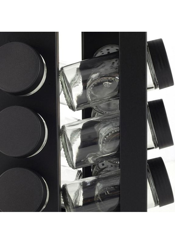 Набор для специй 12 стеклянных емкостей на подставке черный кухонные контейнеры для хранения специй Ofenbach (368979982)