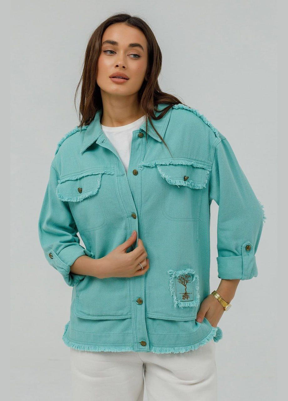 Зелена демісезонна куртка джинсова жіноча Lora