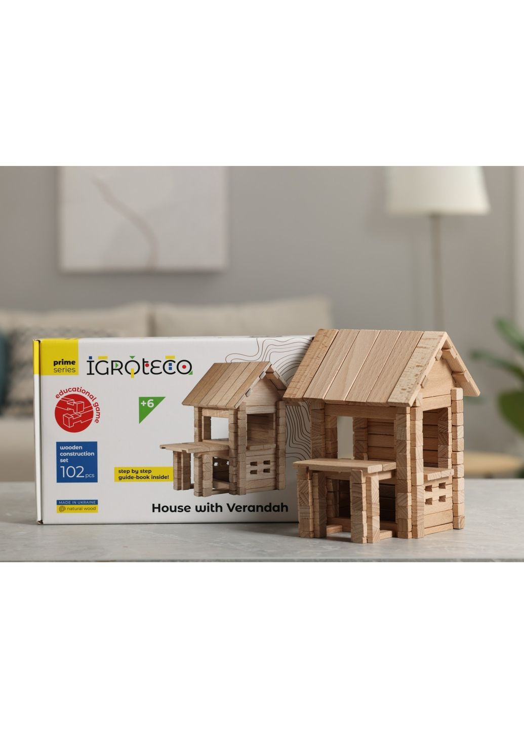 Деревянный конструктор Домик с верандой, 102 детали () Igroteco 900255 (370832223)
