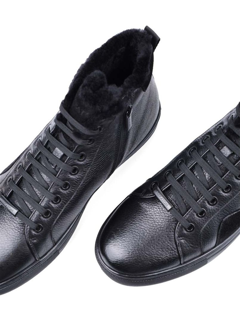 Черные зимние мужские ботинки 8587x-05 черный кожа MIRATON