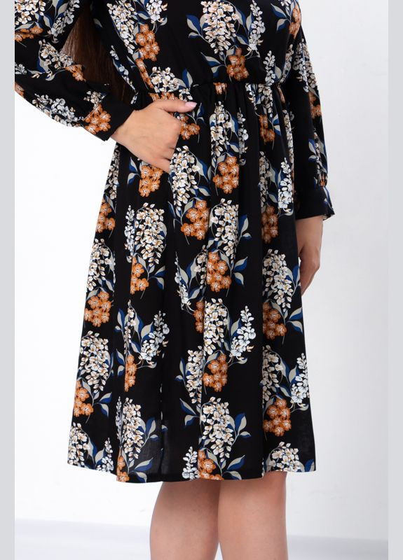 Графітова повсякденний сукня жіноча (p-6932) Носи своє з абстрактним візерунком