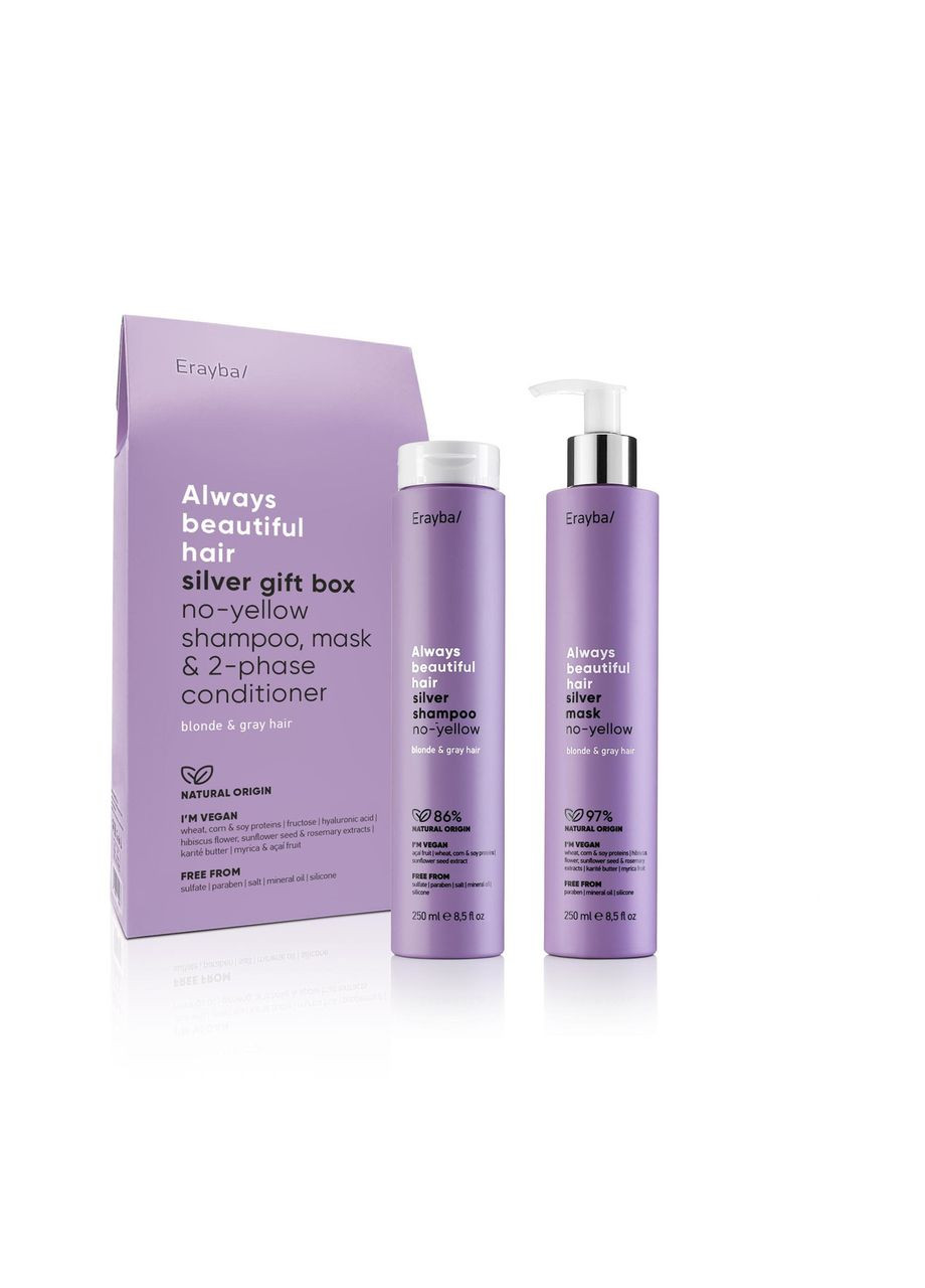 Подарочный набор ABH Silver (Шампунь 250 мл + Маска 250 мл) Erayba (337989392)