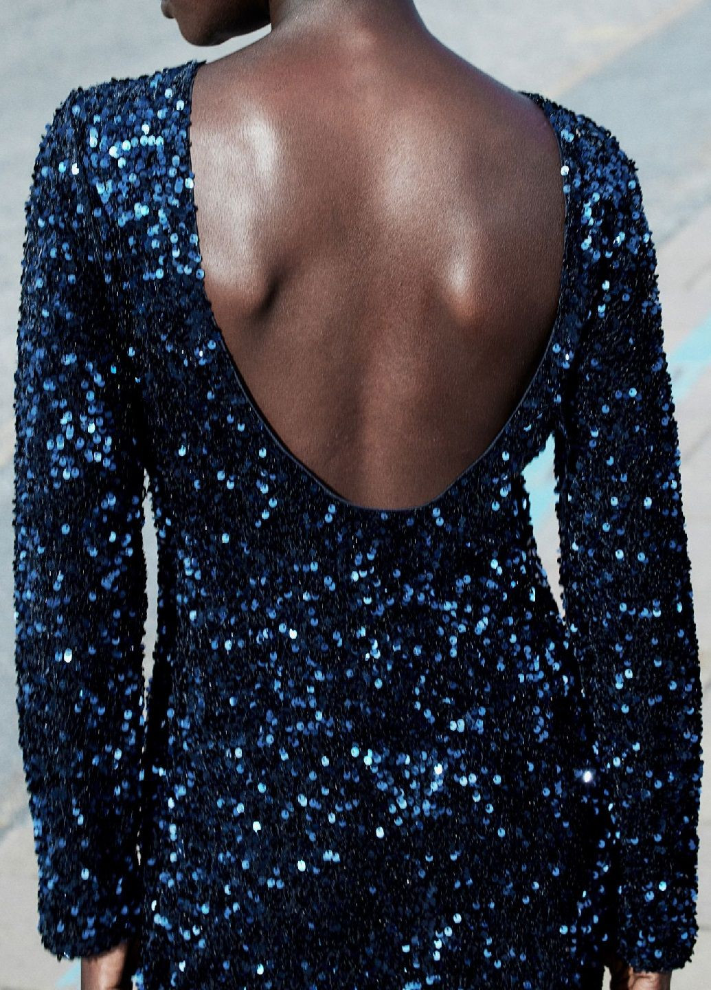 Темно-синее праздничный платье H&M однотонное