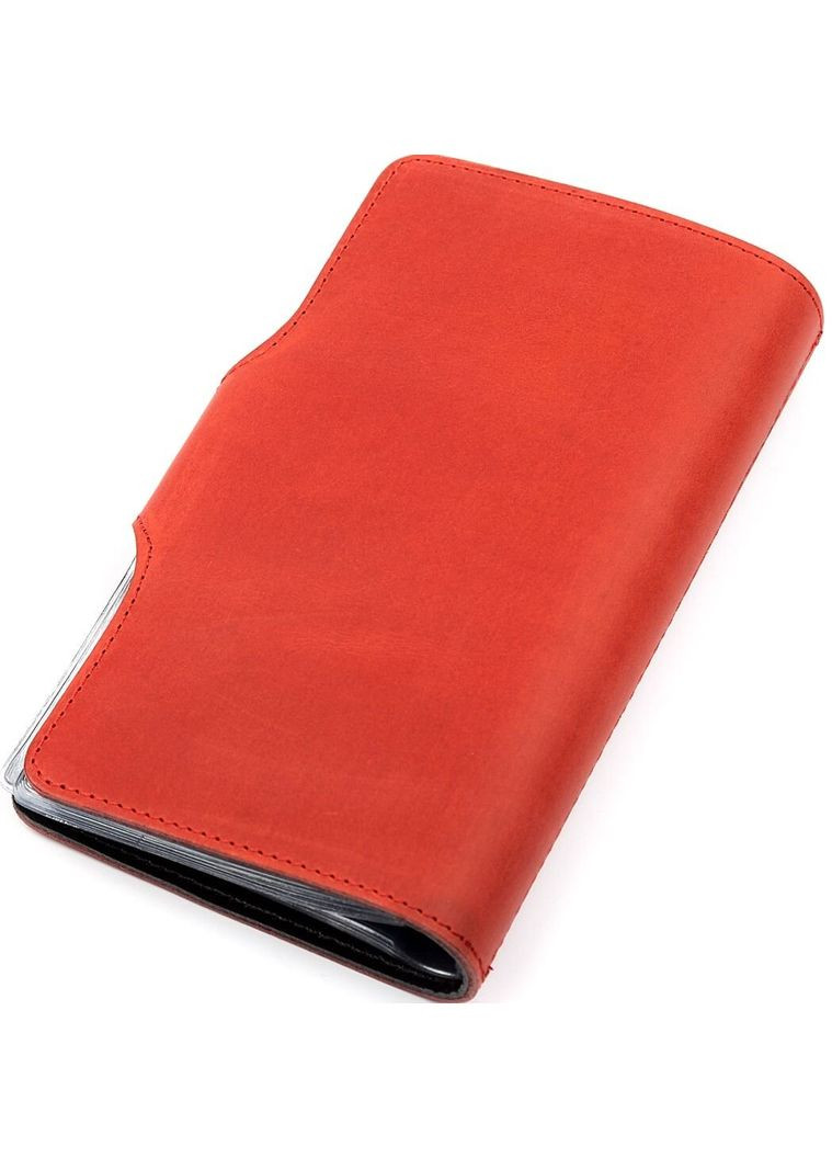 Візитниця велика унісекс для візиток та кредитних карт з натуральної шкіри червона (sku_13907) No Brand (330012789)