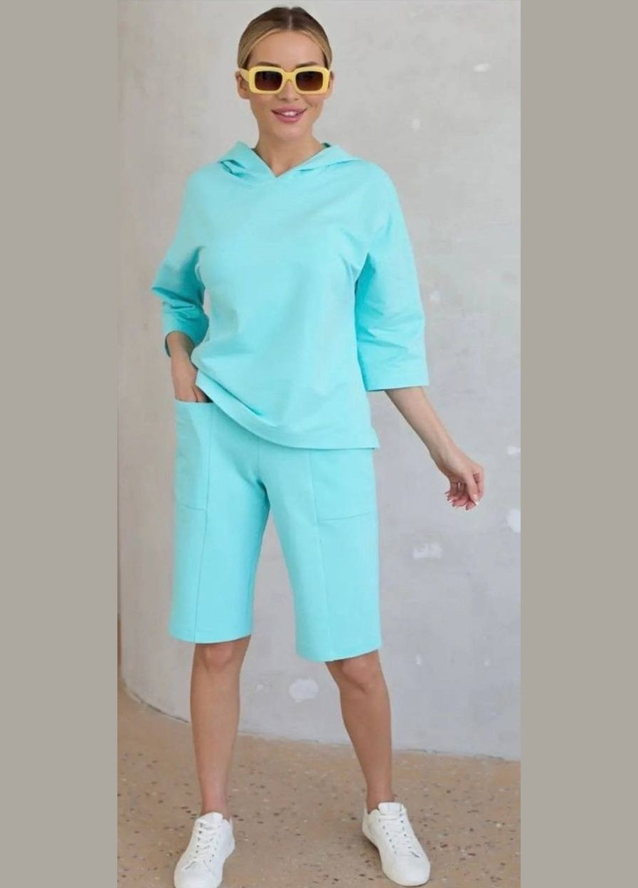 Женский костюм двойка с шортами цвет мятный р.42/44 453622 New Trend (286330259)