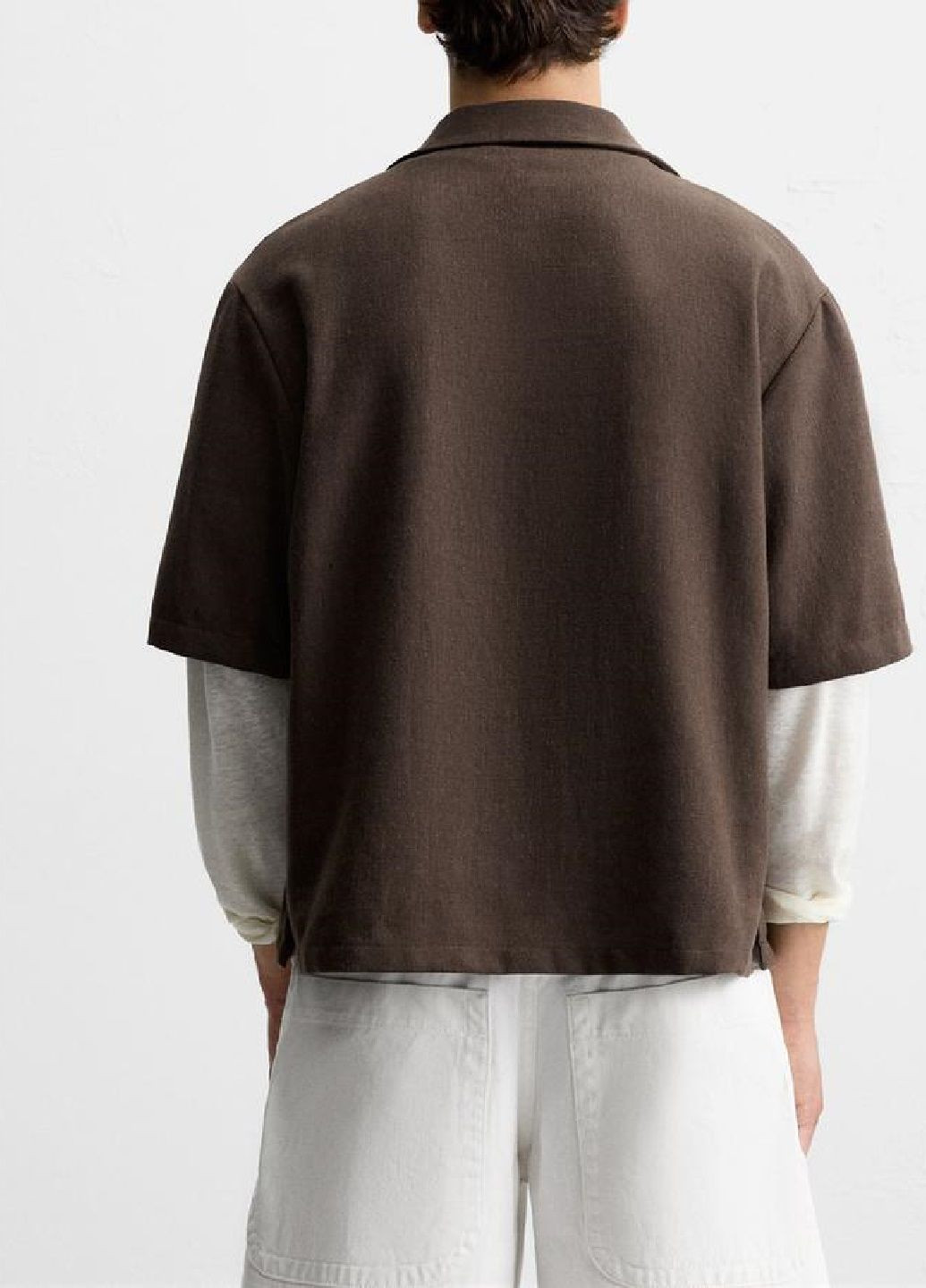 Коричневая рубашка однотонная Zara