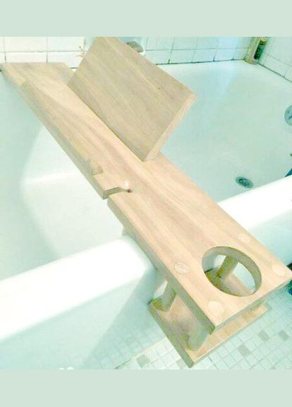 Столик полка для ванной из дерева Айнель бланже (СДВ-001301) No Brand (328293375)