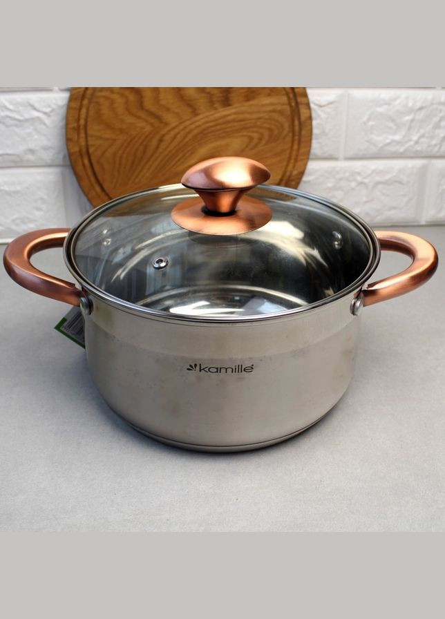 Кастрюля из нержавеющей стали 1.5 л с 5-слойным дном для индукции и газовых плит Kamille (303212864)