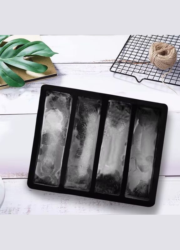 Силиконовая форма для льда Bar House прямоугольная 4 отверстия с крышкой 3,8 х 14 х 3,2 см No Brand (328936177)