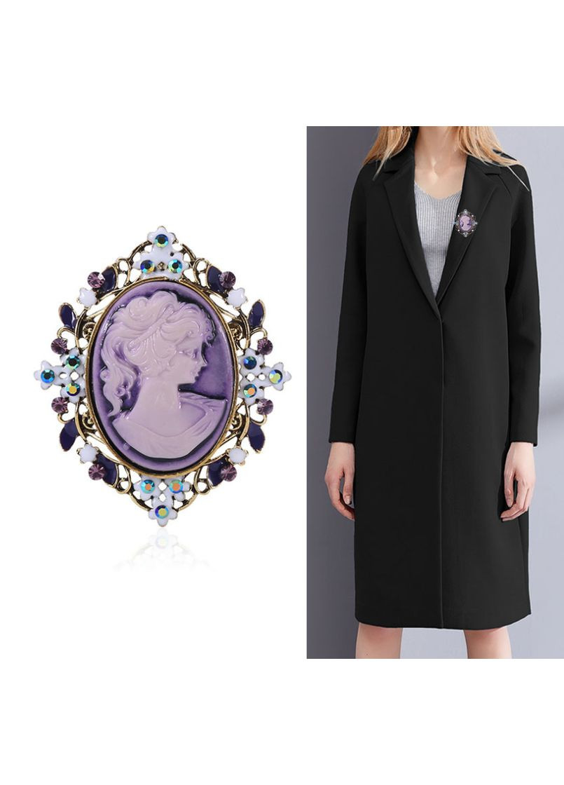 Брошь женская, винтажная, Камея «Camey» (фиолетовый) China (366874458)