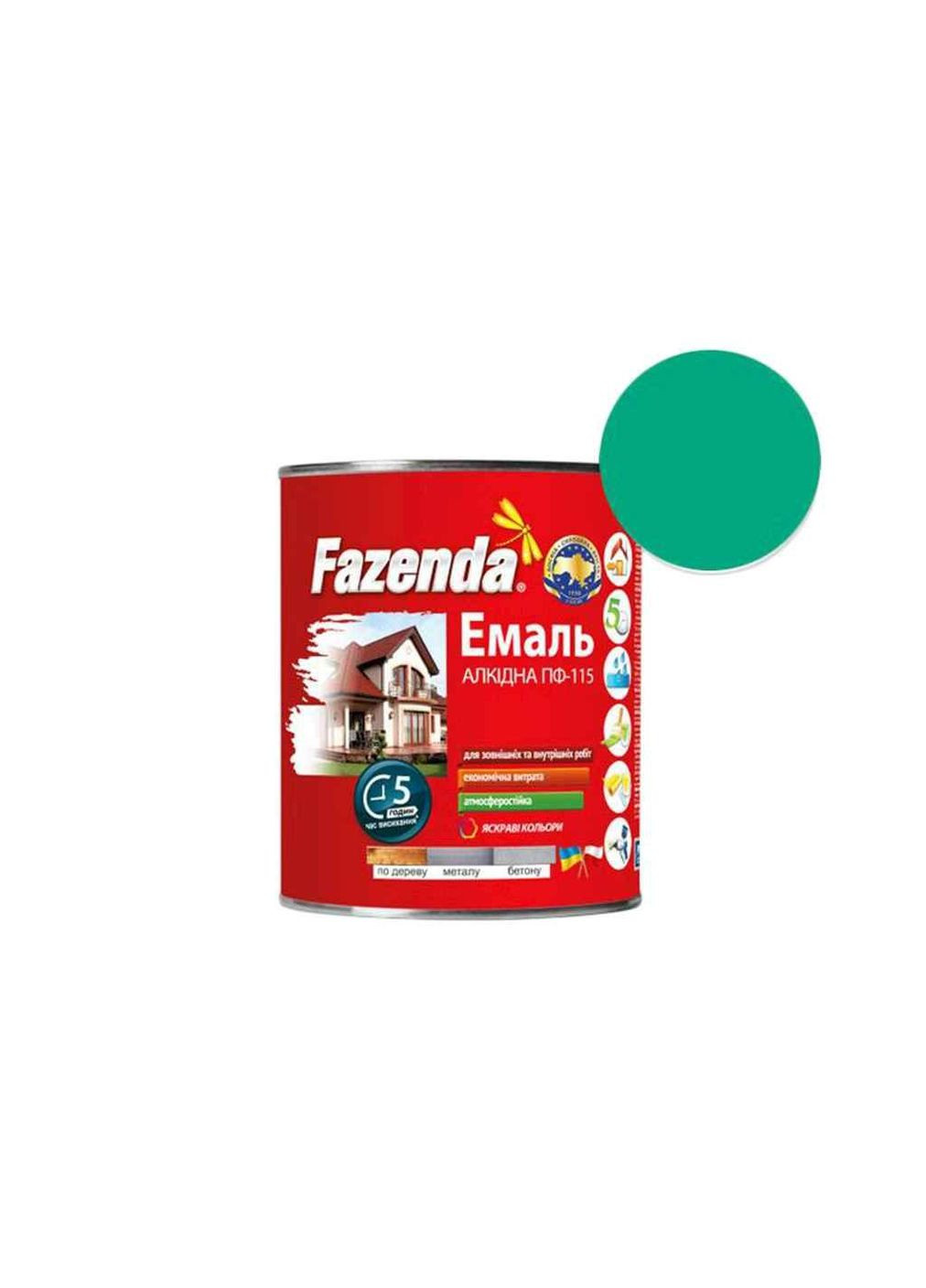 Эмаль алкидная ПФ115 Бирюзовый 0,9кг ТМ Fazenda (304641847)