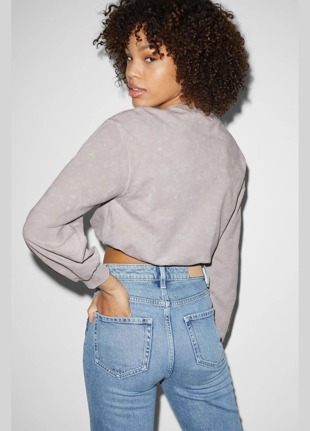 Бежевый свитшот из хлопка C&A однотонный (326970561)