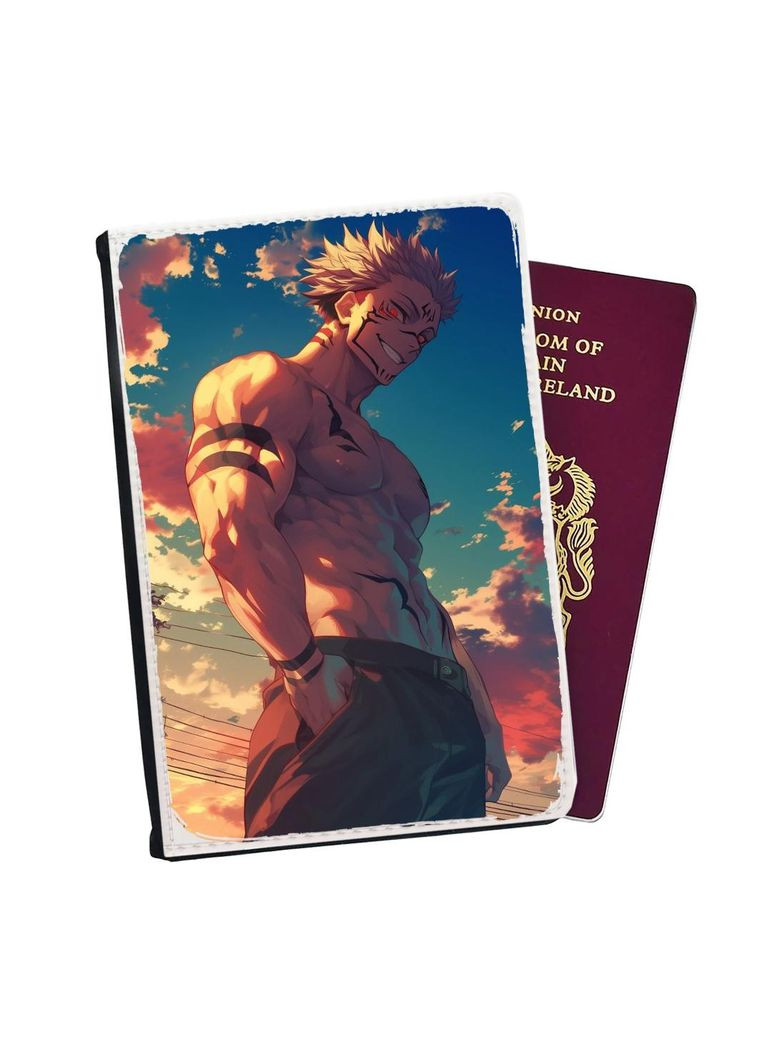 Обложка (портмоне) на паспорт, автодокументы с отсеками Аниме Магическая битва #006 Черный No Brand (317550513)