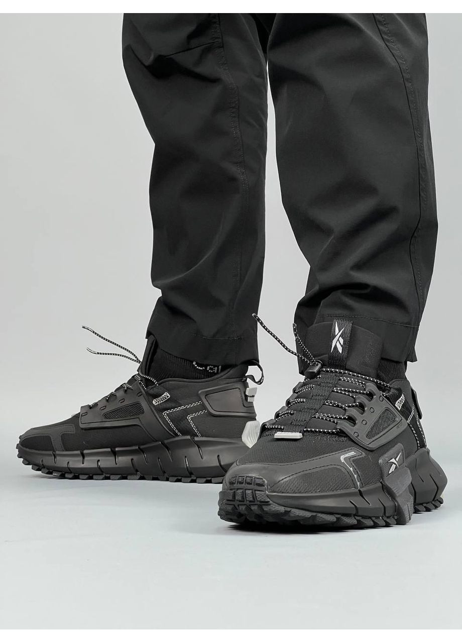 Чорні Осінні кросівки чоловічі reebok zig kinetica fit black white рібок зіг кінетіка No Brand