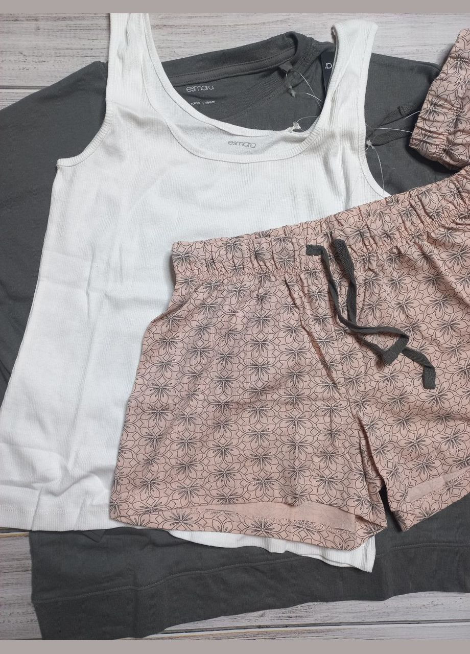 Комбинированная всесезон женская всесезонная пижама, комплект из 4 предметов кофта + майка + шорты + брюки Esmara Піжама