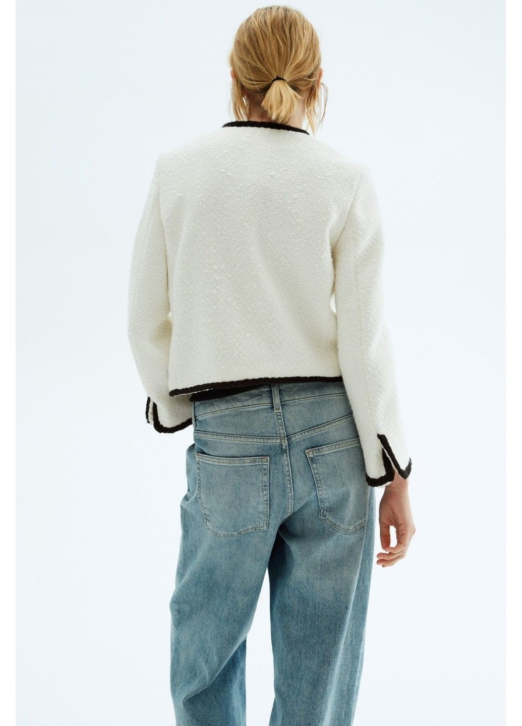 Жіночий укорочений піджак з букле Н&М (58492) XS Білий H&M (355797455)