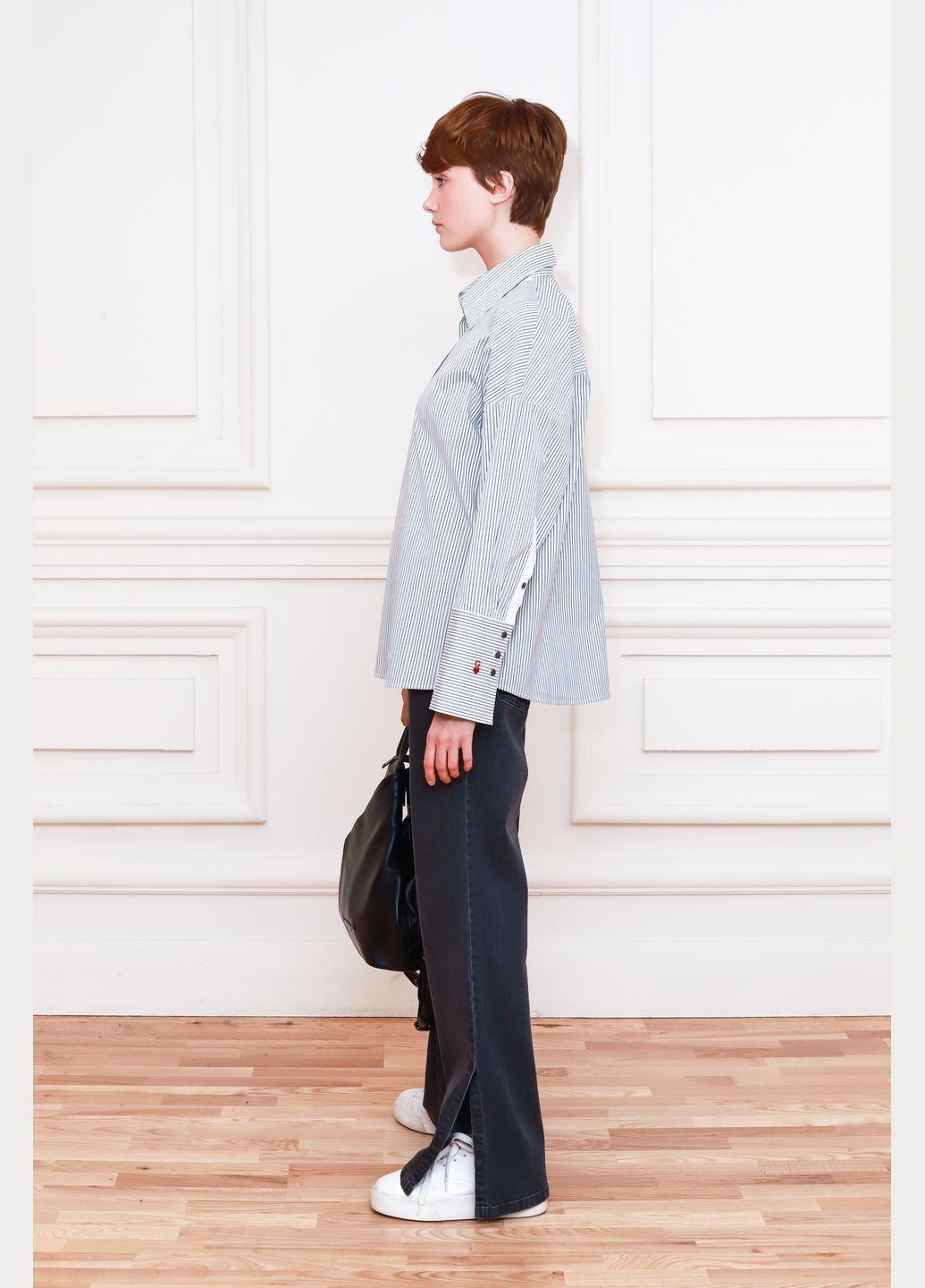 Бавовняна класична сорочка в біло-чорну смужку Ізабела Dolcedonna (308446435)