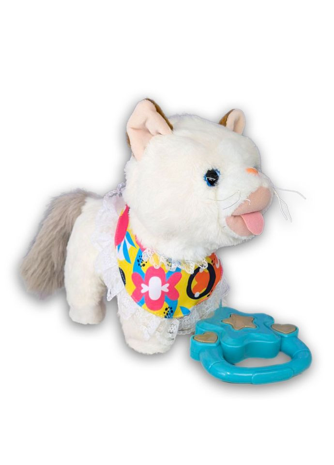 Інтерактивна іграшка Пухнасті друзі Котик з повідком із звуковими ефектами білий (M5842IUA/WT) Limo Toy (365590138)