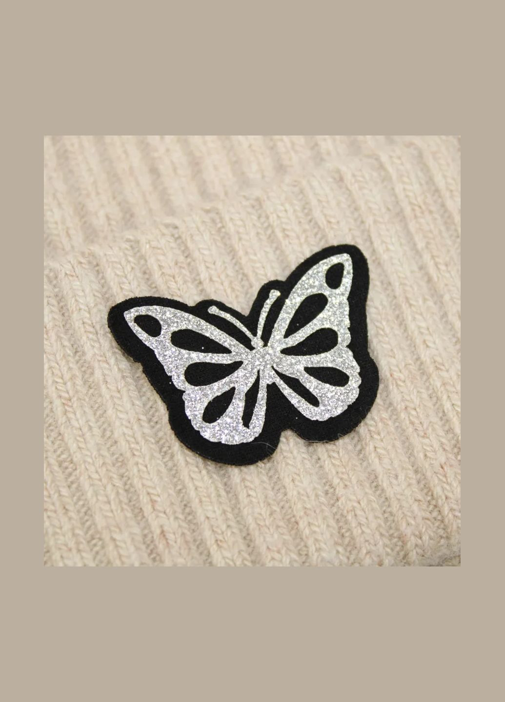 Нашивка з глітеру "Метелик" срібного кольору (1036) No Brand (335812022)