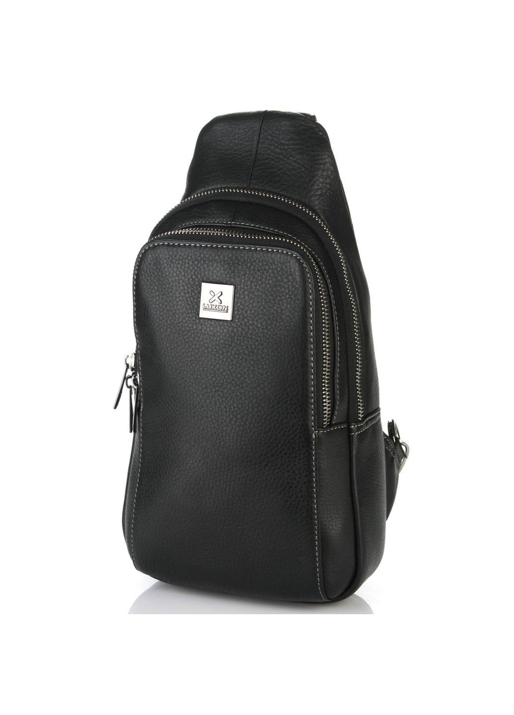 Рюкзак мужской 2002-3 кожаный на одно плечо размер 17 × 31 × 7 см черный Luxon (314808727)