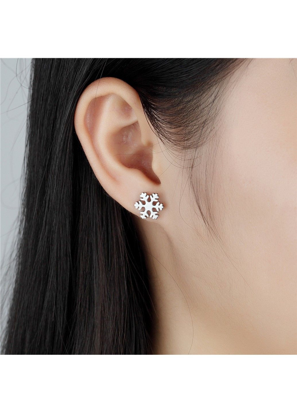 Сережки сніжинка з нержавіючої медичної сталі ES-145 No Brand (299330579)