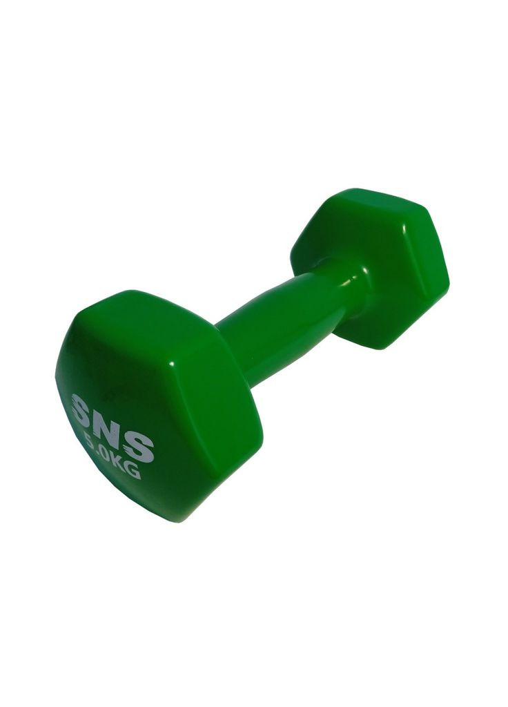 Гантель виниловый 5 кг зеленый SNS (316322456)