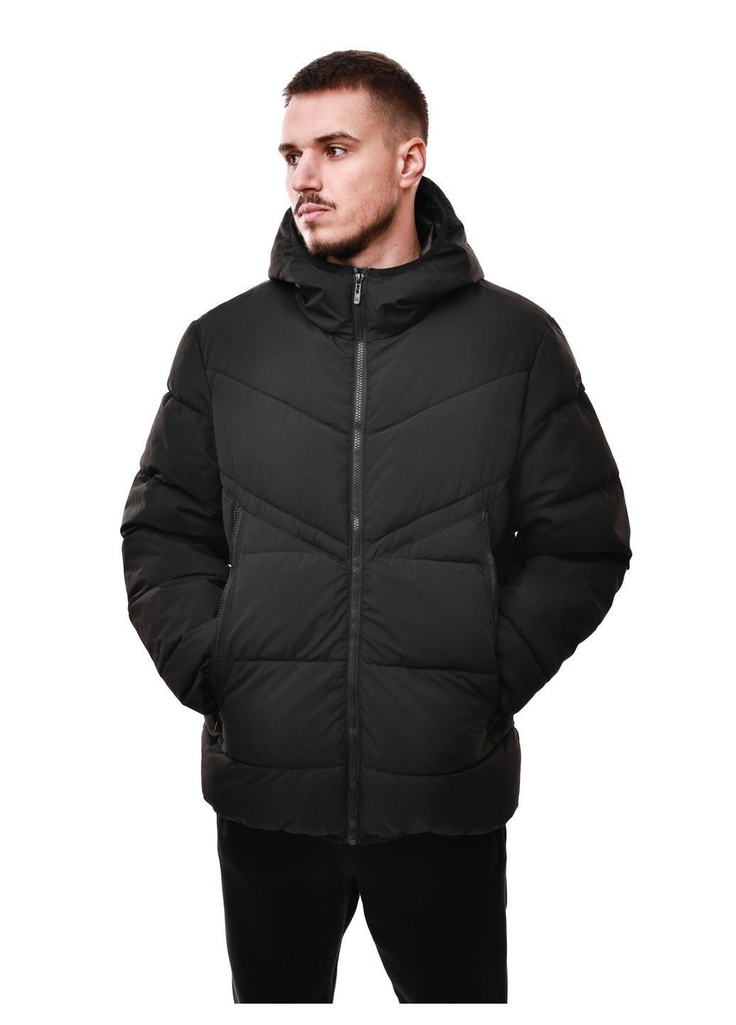 Чорна зимня куртка зимова чоловіча No Brand