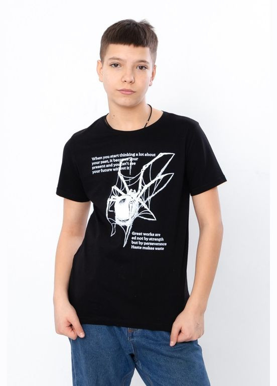 Чорна літня футболка для хлопчика (підліткова) Носи своє 1505257