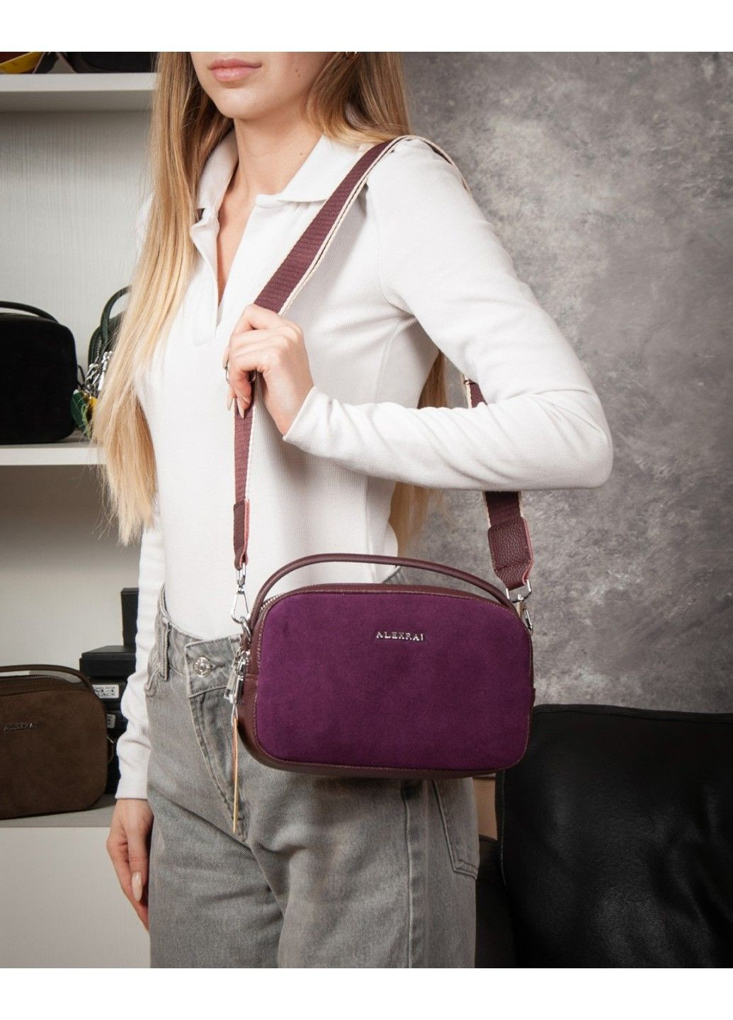 Женская замшевая сумка 99126 bordo Alex Rai (366092174)