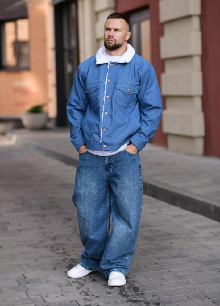 Джинсова куртка утеплена з принтом Україна власне виробництво на флісі No Brand (361019692)