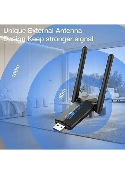 Wi-Fi-адаптер ElecMoga Dual Band USB 1300Mbps Бездротовий портативний адаптер для ПК і ноутбуків No Brand (388579693)