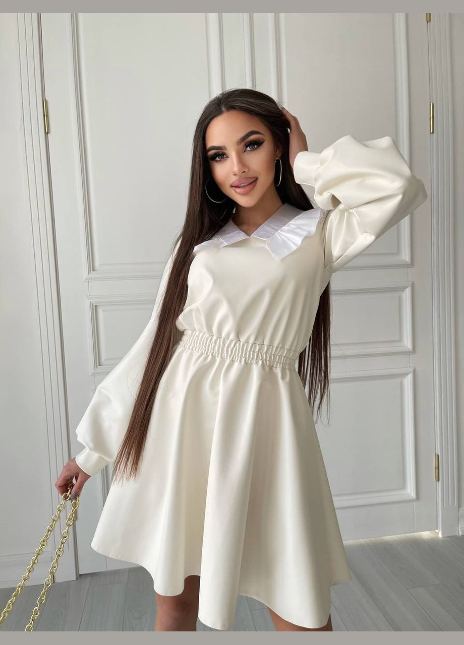 Білий кежуал, святковий, повсякденний сукня школярка 096 Zarema однотонна