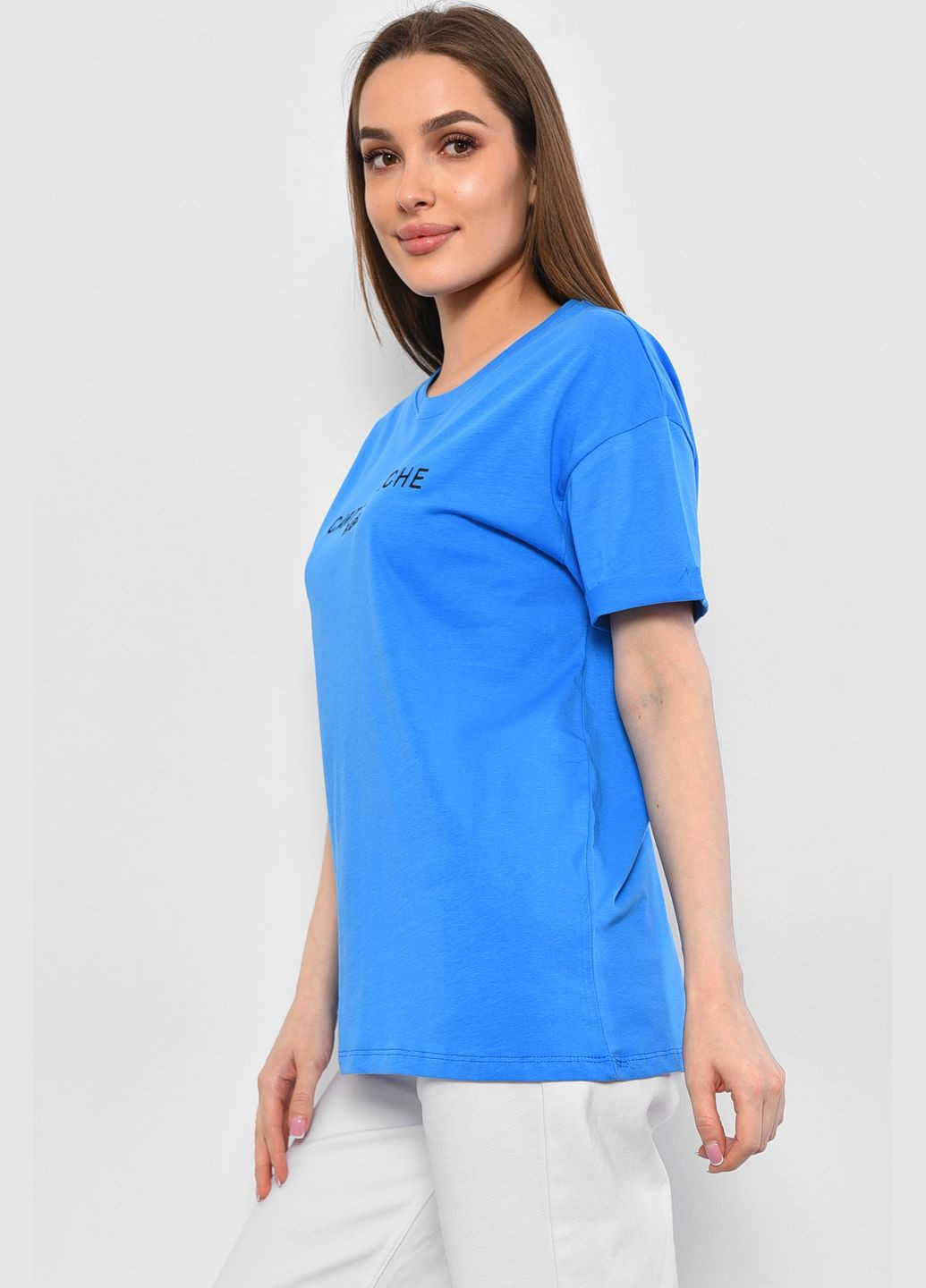 Синяя летняя футболка женская синего цвета Let's Shop