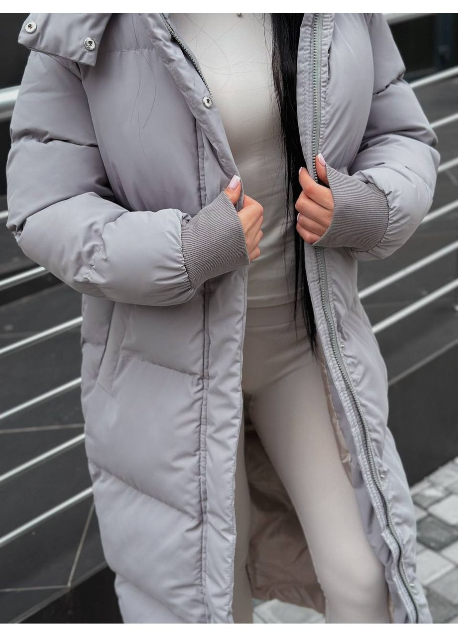 Серый демисезонный Пуховик Style Point