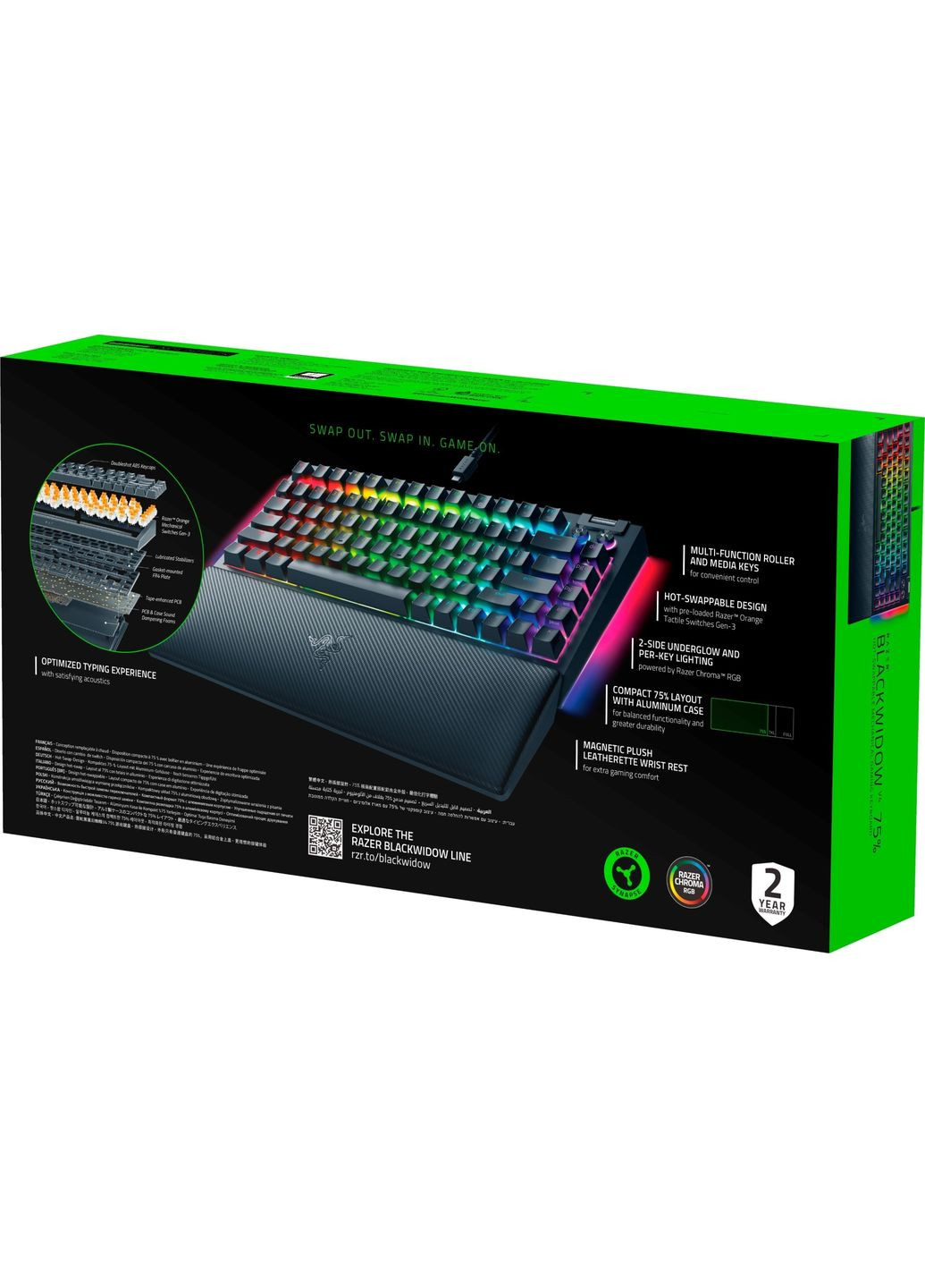 Клавиатура механическая BlackWidow V4 75%, Black (RZ03-05000100-R3M1) Razer (360411848)