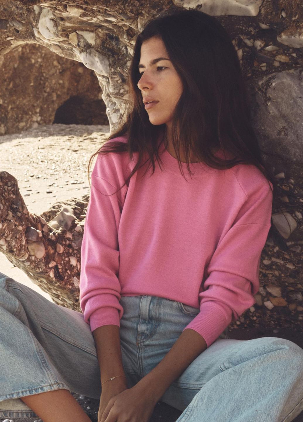 Рожевий однотонний светр із змішаної вовни та альпака Zara