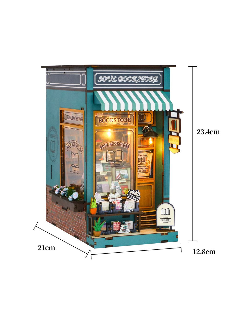 Румбокс "Книжный Магазин" интерьерный конструктор DIY набор M2314 с подсветкой No Brand (335063911)