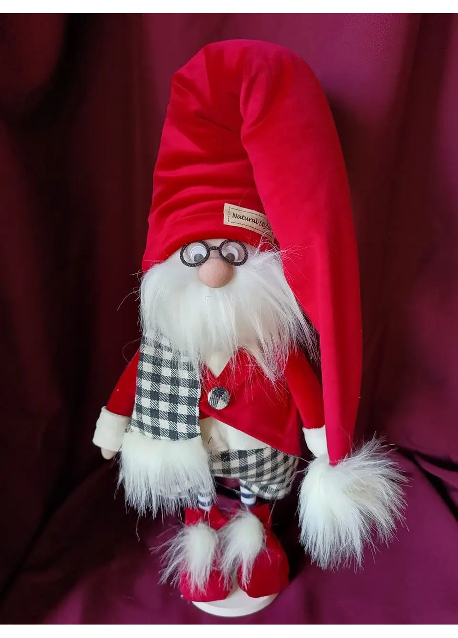 Гном скандинавський 65см червоний в окулярах. Різдряний ельф Скандинавський, санта клаус новорічний Україна (356117480)