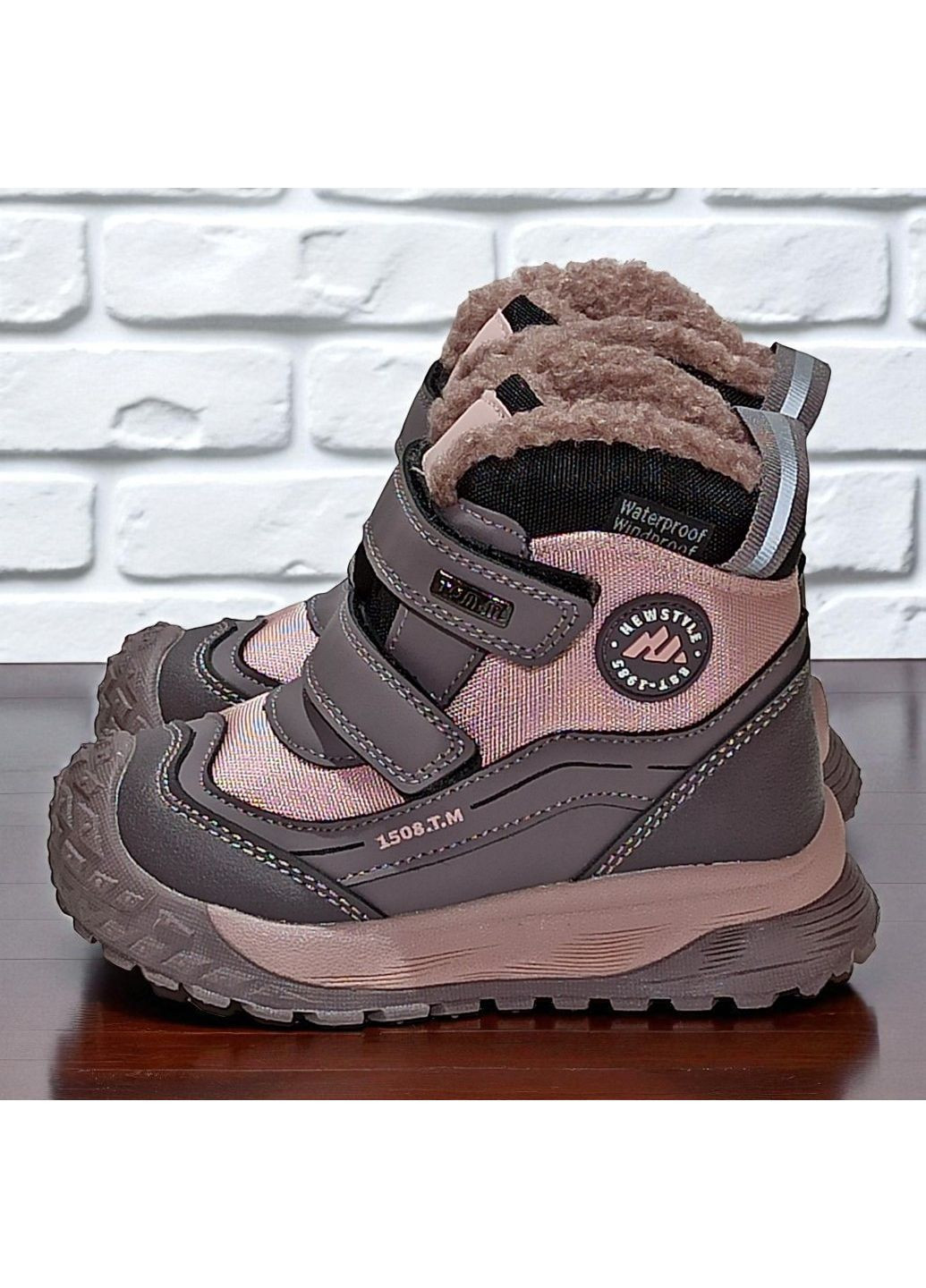 Розово-лиловые спортивные, повседневные, кэжуал зимние зимние ботинки для девочки дутики утепленные термоботинки на овчине липучках Tom.M