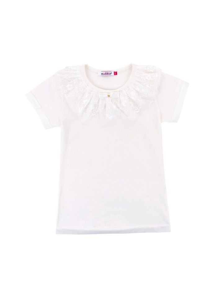 Бежева демісезонна футболка дитяча з коротким рукавом і мереживною оборкою (5603-140g-beige) Matilda