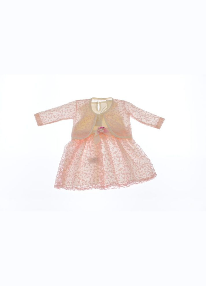 Розовое платье с длинным рукавом с балеро трикотажное розовое 68 см (30780) BABYKROHA (323469350)