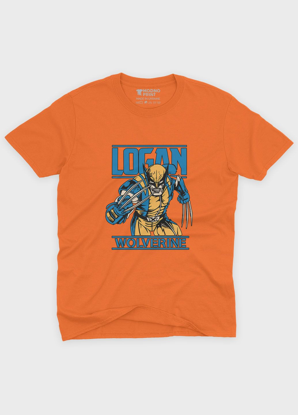 Оранжевая демисезонная футболка для девочки с принтом супергероя – росомаха (ts001-1-ora-006-021-004-g) Modno