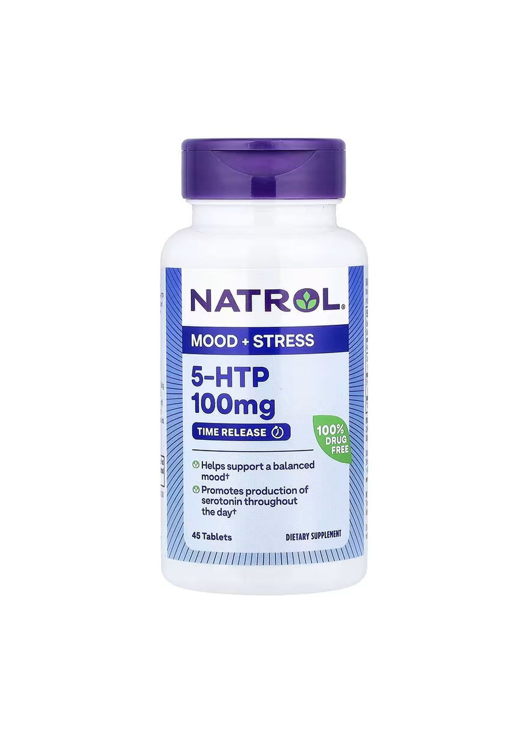 5-HTP 100 мг для настрою 45 таблеток з повільним вивільненням Natrol (367958073)