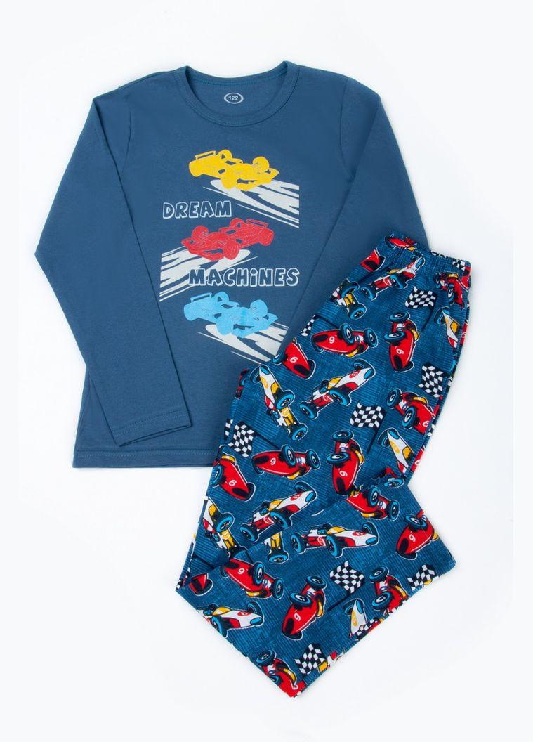 Синяя пижама для мальчиков 02-2717-01н 128 см салатовый дино Авекстекс
