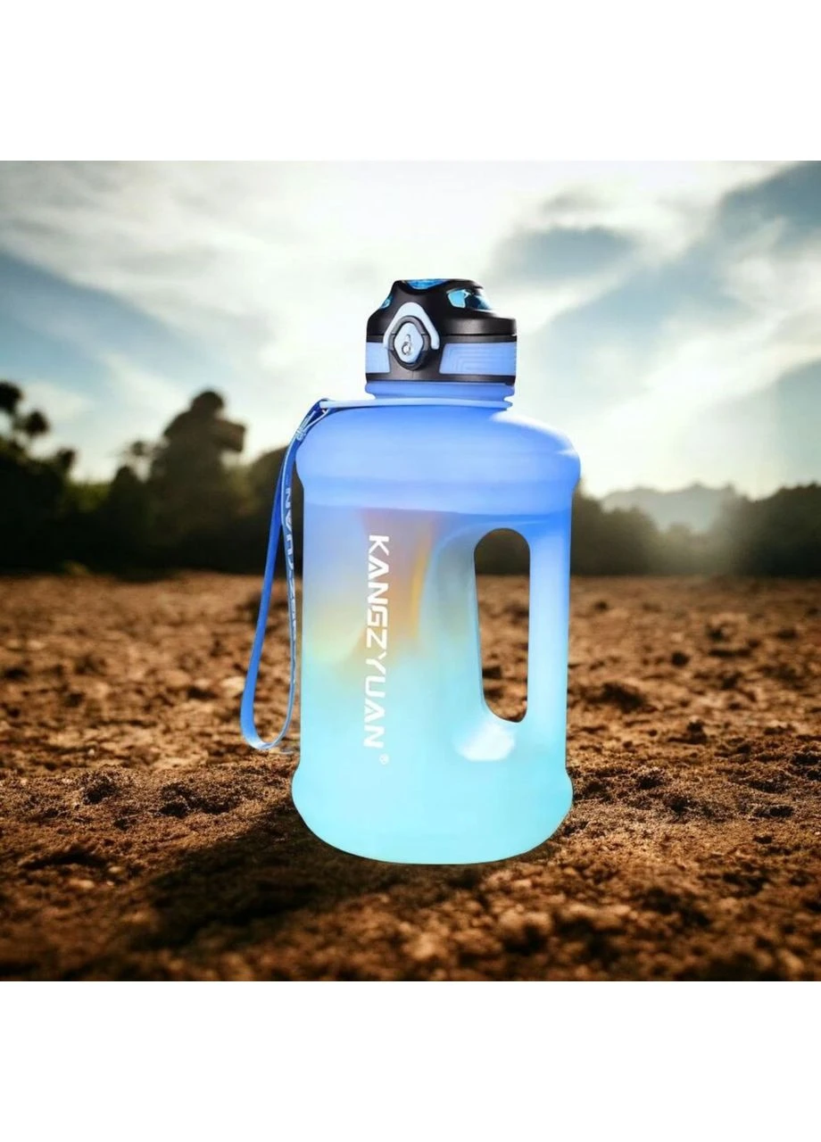 Еко-пляшка KANGZYUAN 1800 мл — Блакитна Tritan BPA-free, ударостійка, спортивна з ручкою та ремінцем No Brand (394191064)