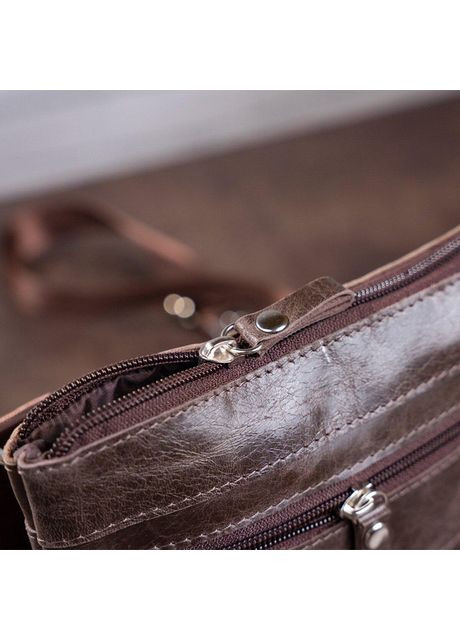 Сумка планшет через плече для документів та для телефону чоловіча з натуральної шкіри маленька Коричневий 36946 Shvigel (361348677)