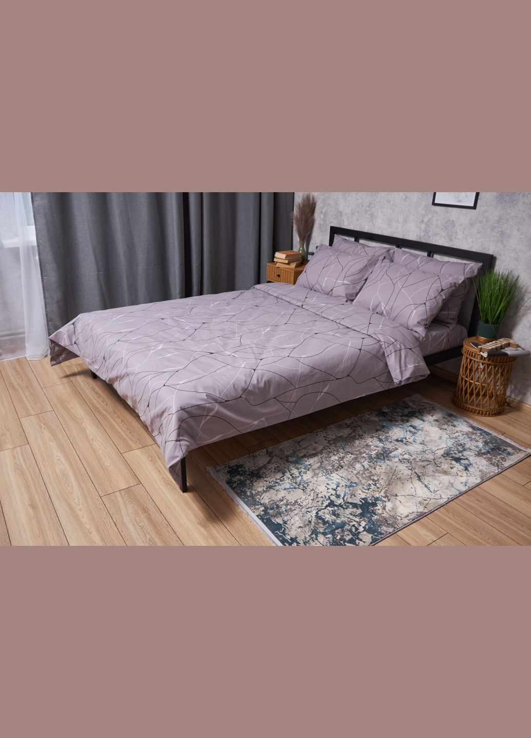 Комплект постельного белья Бязь Gold Люкс King Size 220x240 наволочки 4х70х70 (MS-820002757) Moon&Star Graphite (288536081)