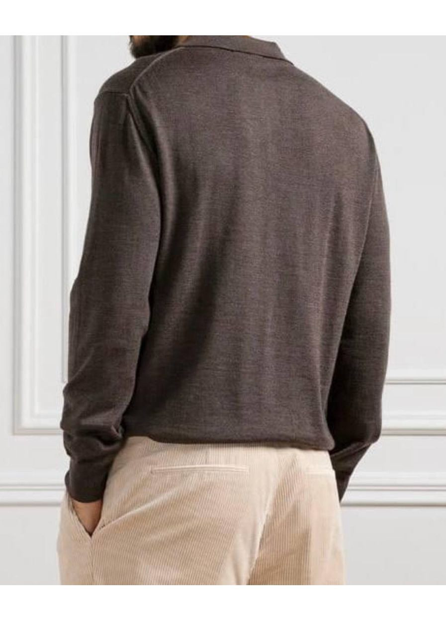 Коричневая футболка-поло с длинным рукавом для мужчин Stefano Bellini