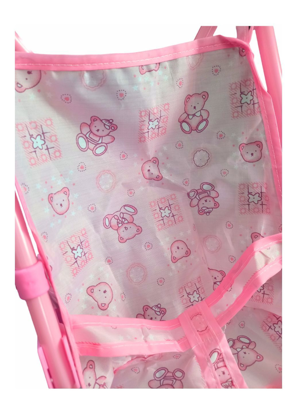 Коляска детская розовая с мишками складная игрушечная 50 х 35 х 20 см пластиковая No Brand (280947188)